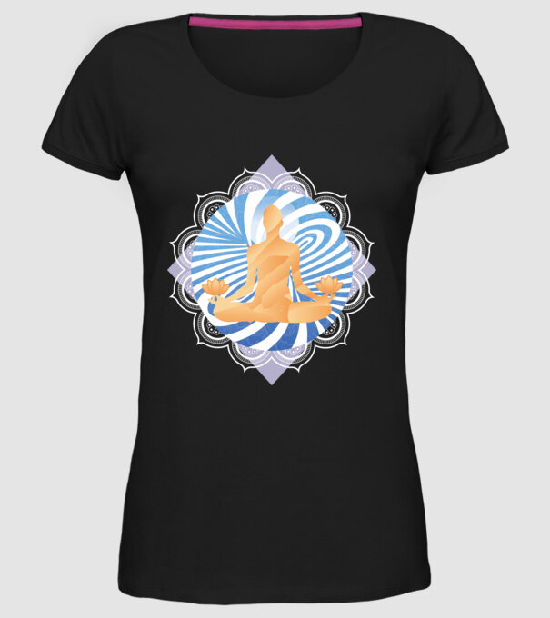 Meditație yoga model negru pe tricou