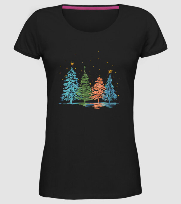 Pom de Crăciun desen model negru pe tricou