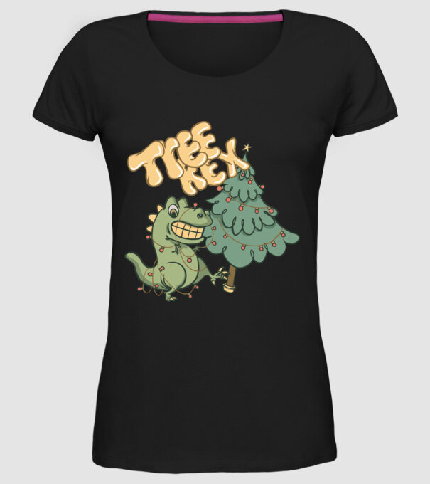 T-rex de Crăciun model negru pe tricou
