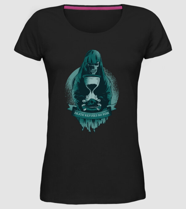Om cu coasă (Moartea?) model negru pe tricou