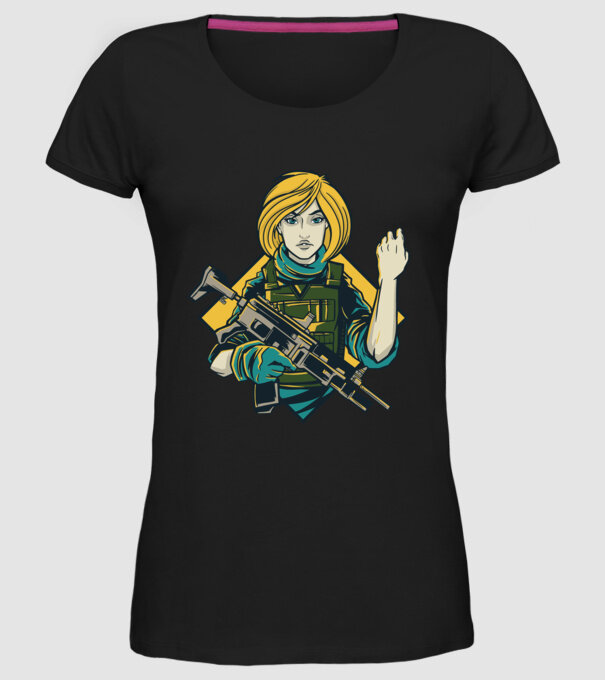 Fată Soldat model negru pe tricou