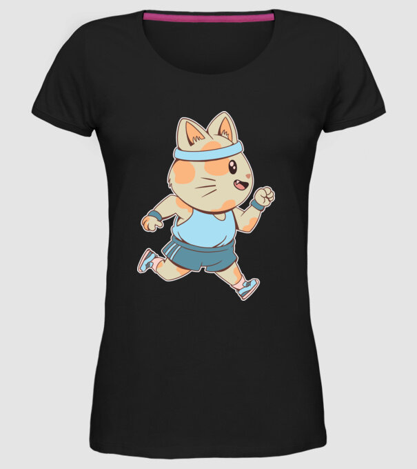 Pisică Jogging model negru pe tricou