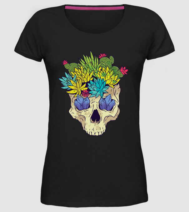 Craniu Cactuși model negru pe tricou