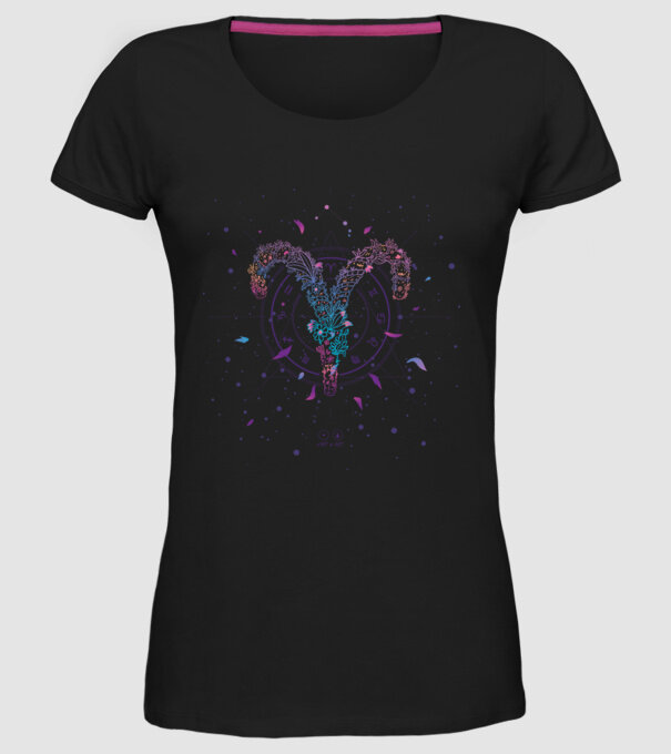 Aries Zodiac model negru pe tricou