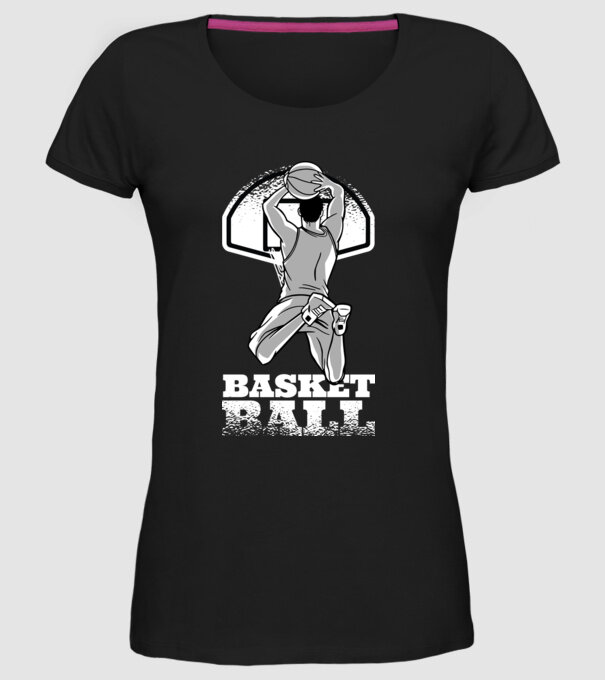 Baschet aruncare la coș model negru pe tricou