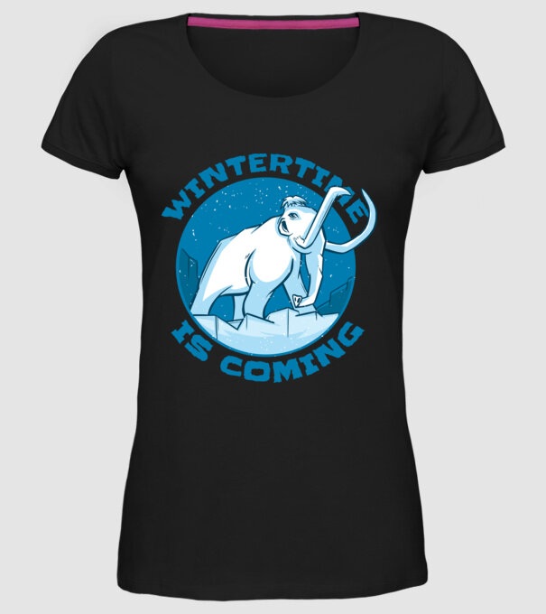 Vine Iarna Mamut model negru pe tricou