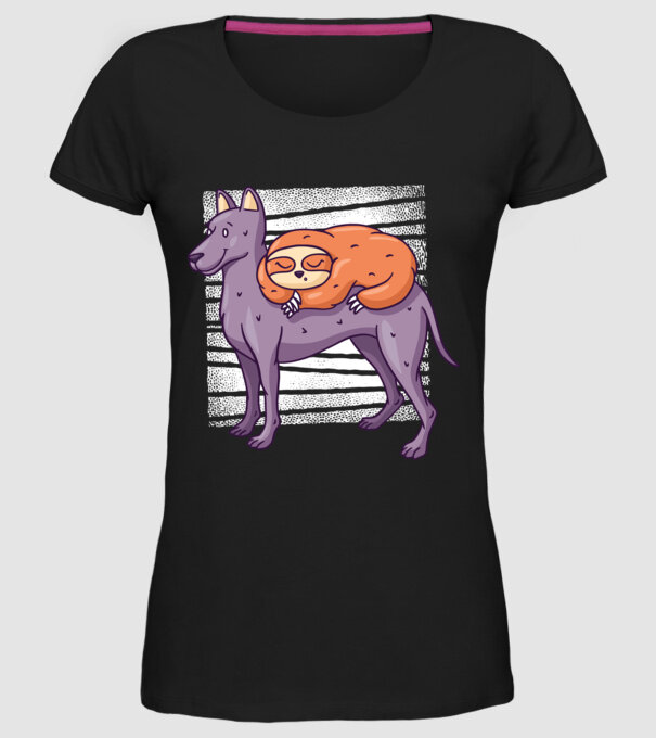 Leneș pe câine model negru pe tricou