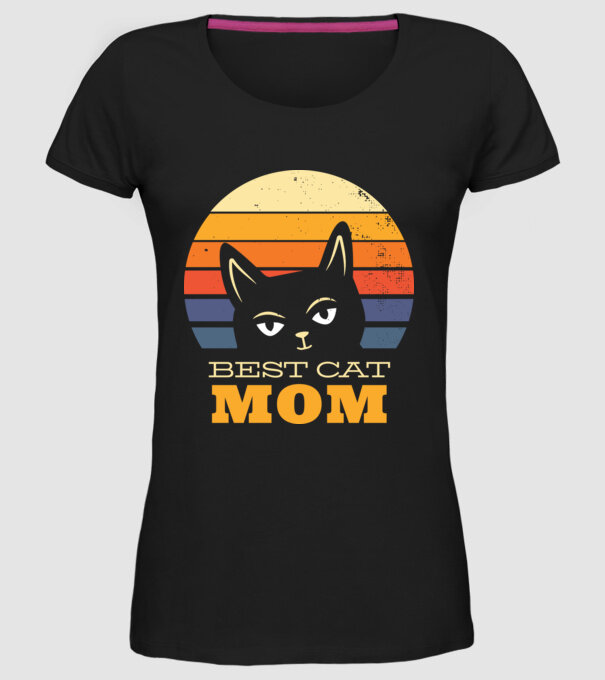 Cea mai bună mamă pisică model negru pe tricou