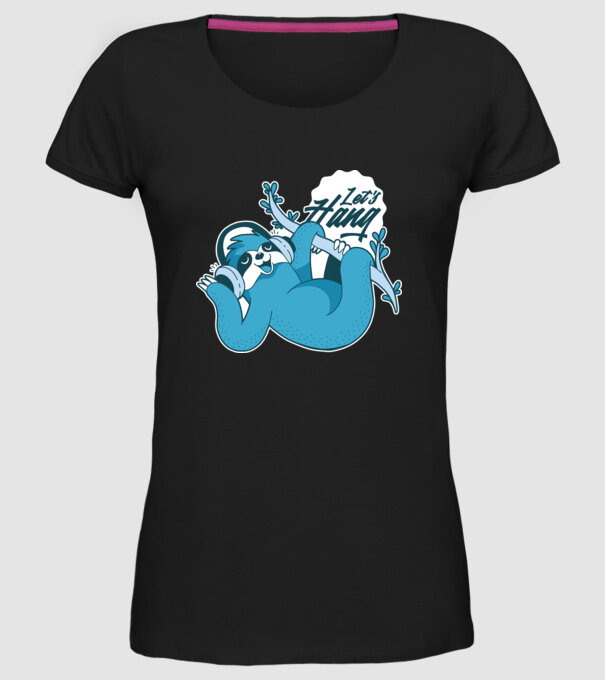 'Let''s Hang tricou cu leneș' model negru pe tricou