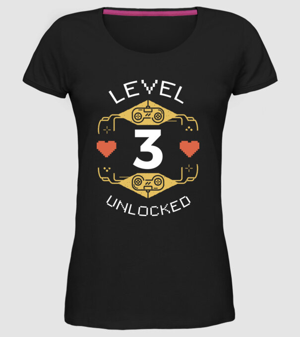 Level 3 Unlocked Gamer Birthday model negru pe tricou