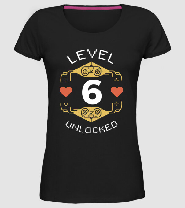 Level 6 Unlocked Gamer Birthday model negru pe tricou