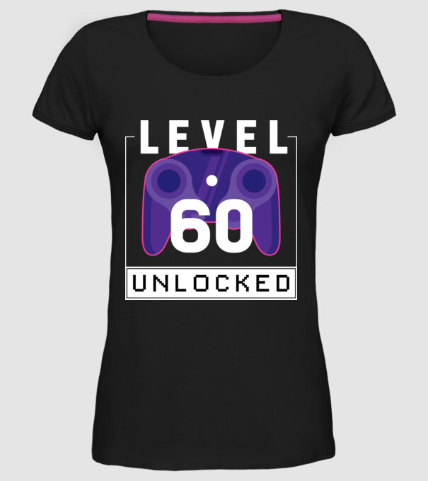Level 60 Unlocked Gamer Birthday model negru pe tricou