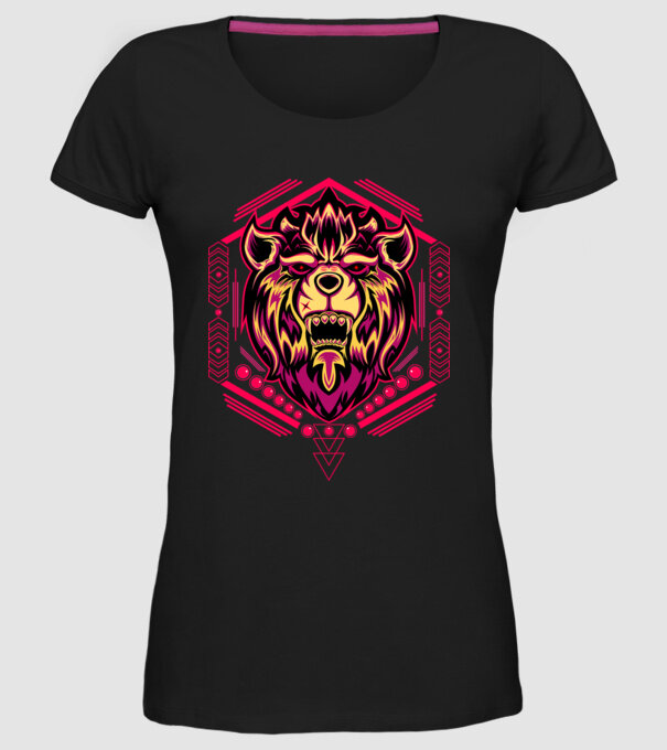 Lion geometry model negru pe tricou