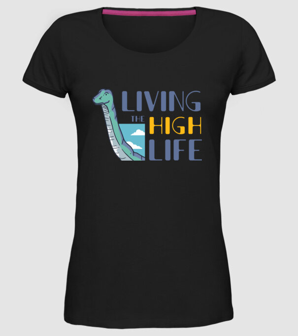Living the High Life Dinosaur model negru pe tricou
