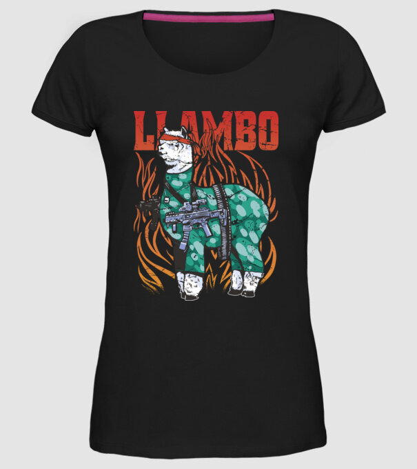 Llambo Lama model negru pe tricou