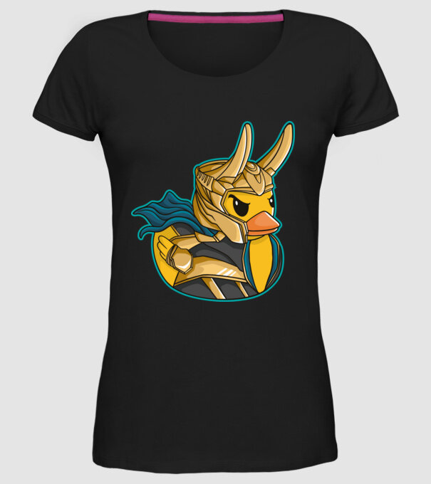 Rață Loki model negru pe tricou