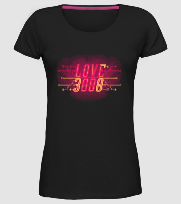 Love 3000 model negru pe tricou