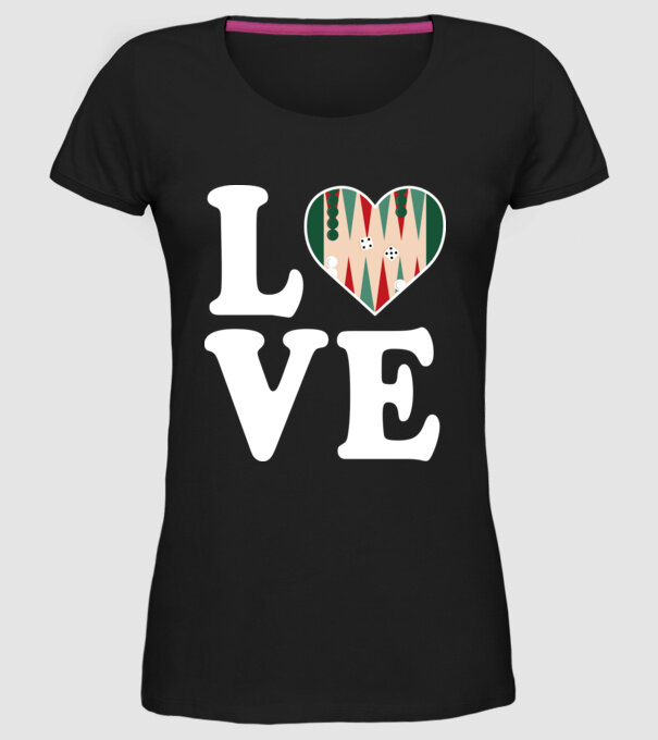 Love Backgammon model negru pe tricou