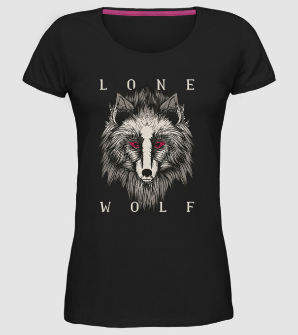 Lup Singuratic model negru pe tricou