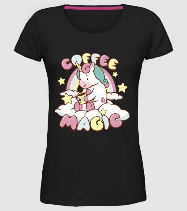 Cafea Magică Unicorn model negru pe tricou