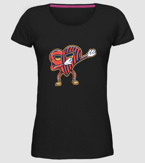 Inimă DAB cărți de joc maghiare model negru pe tricou