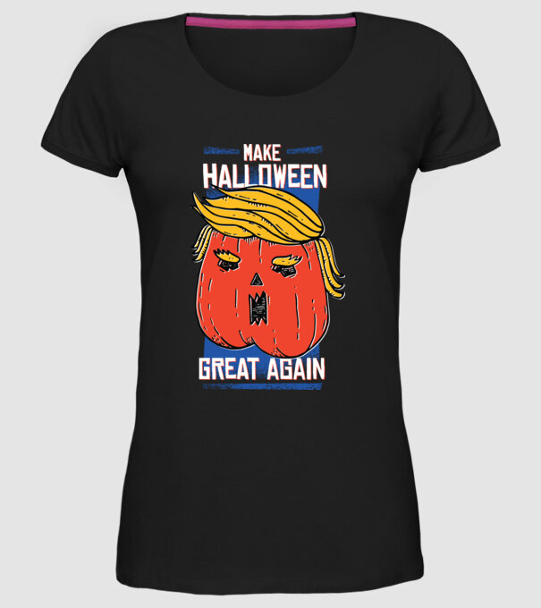 Make Halloween Great Again Trump model negru pe tricou