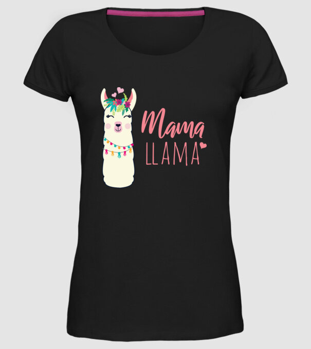 Mama Llama model negru pe tricou
