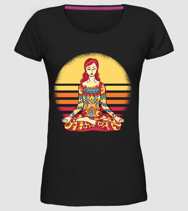 Mandala Yoga Meditație model negru pe tricou