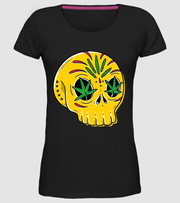 Marijuana Craniu model negru pe tricou