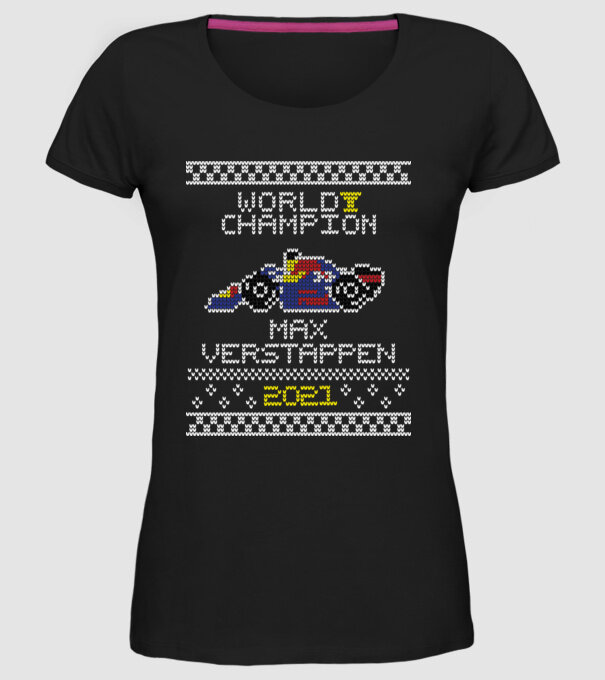 Max Verstappen campion mondial Formula 1 model negru pe tricou