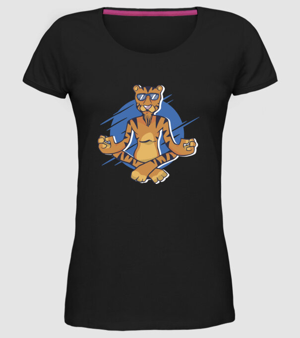 Tigru meditator model negru pe tricou