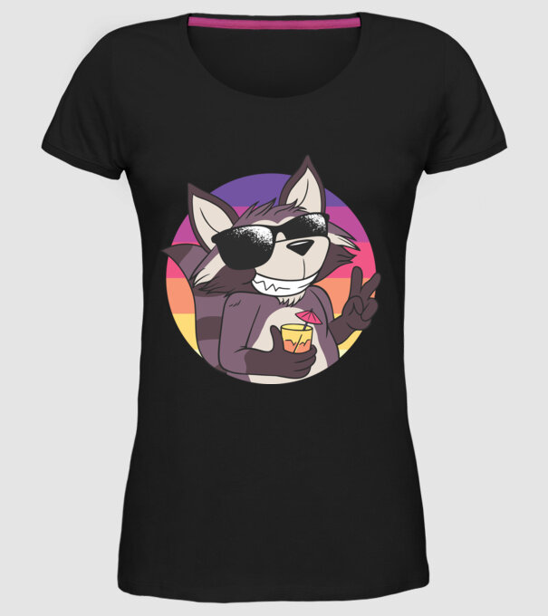 Raton cool model negru pe tricou