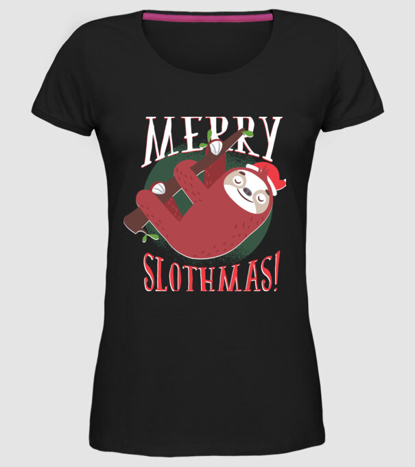 Merry Slothmas Crăciun cu Leneș model negru pe tricou