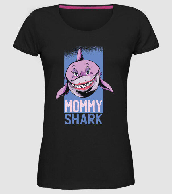 Mommy Shark tricou pentru mama model negru pe tricou