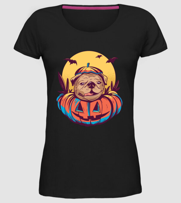 Mops Halloween model negru pe tricou