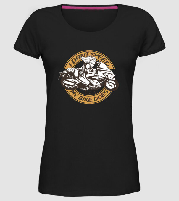 Fată Motociclist model negru pe tricou
