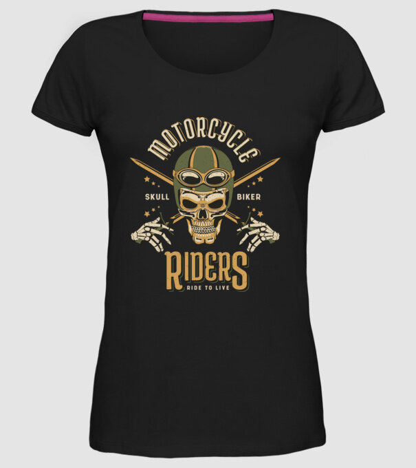 Craniu Motociclist model negru pe tricou
