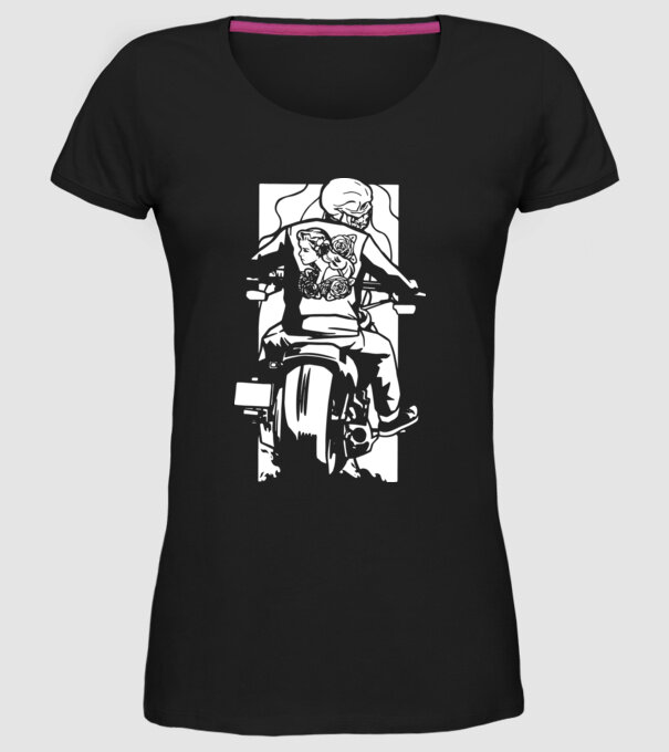 Craniu Motociclist model negru pe tricou