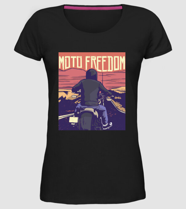 Libertate Motociclist model negru pe tricou