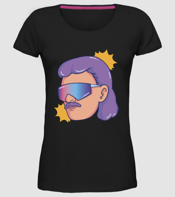 Cap Mullet Retro model negru pe tricou