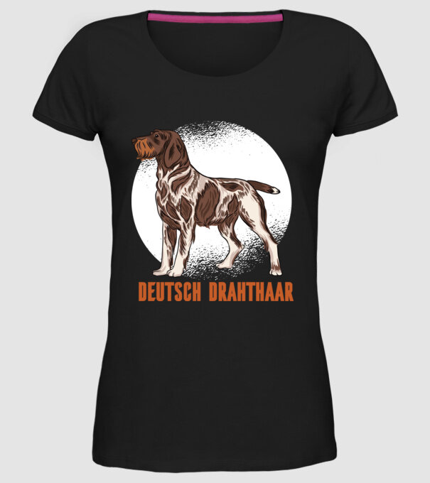 Brac german cu păr sârmos model negru pe tricou