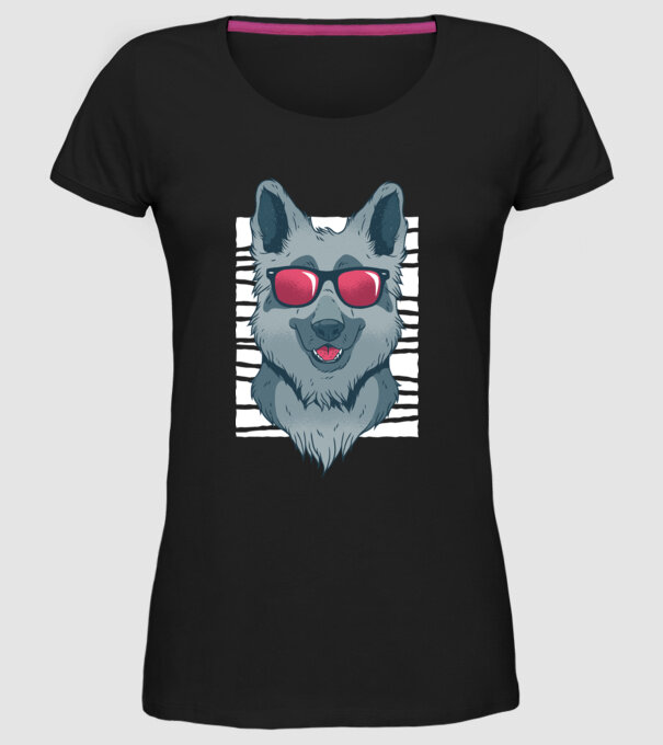 Cap Ciobănesc german model negru pe tricou