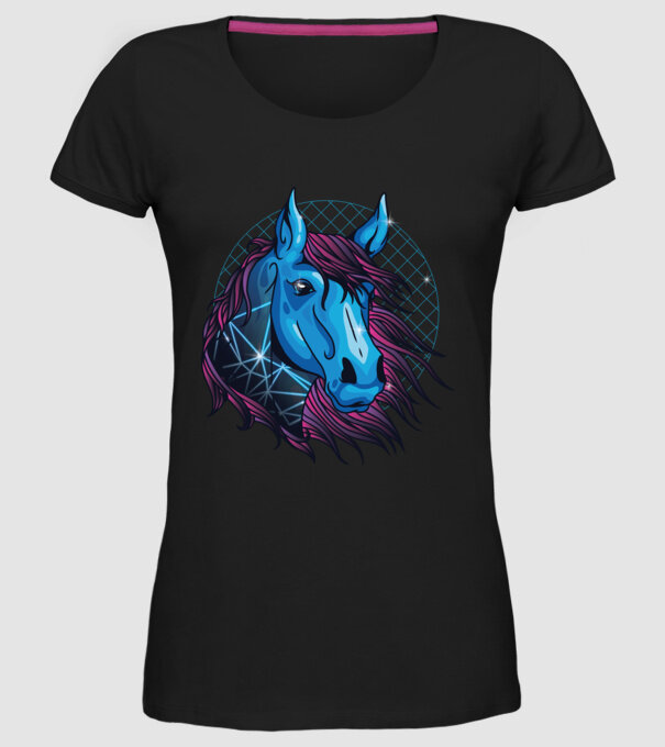 Cal neon pentru călăreți model negru pe tricou
