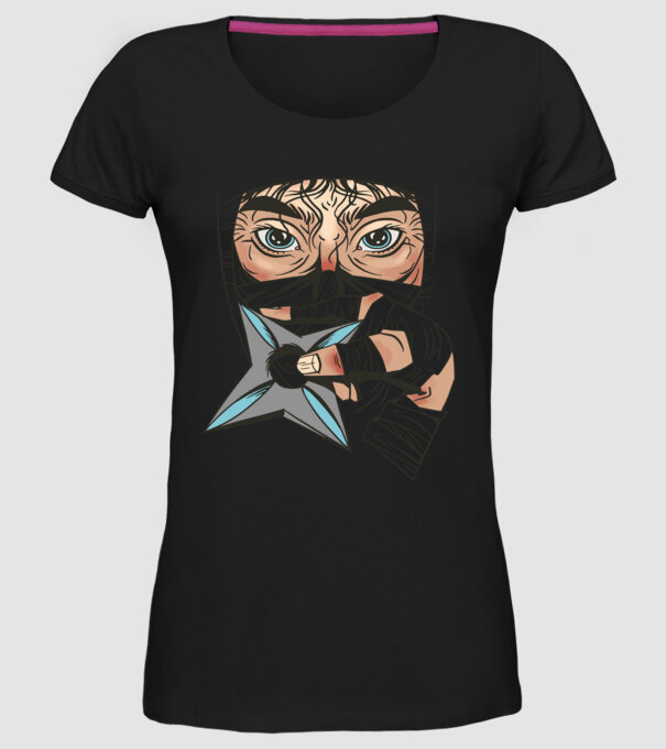 Cap de ninja model negru pe tricou