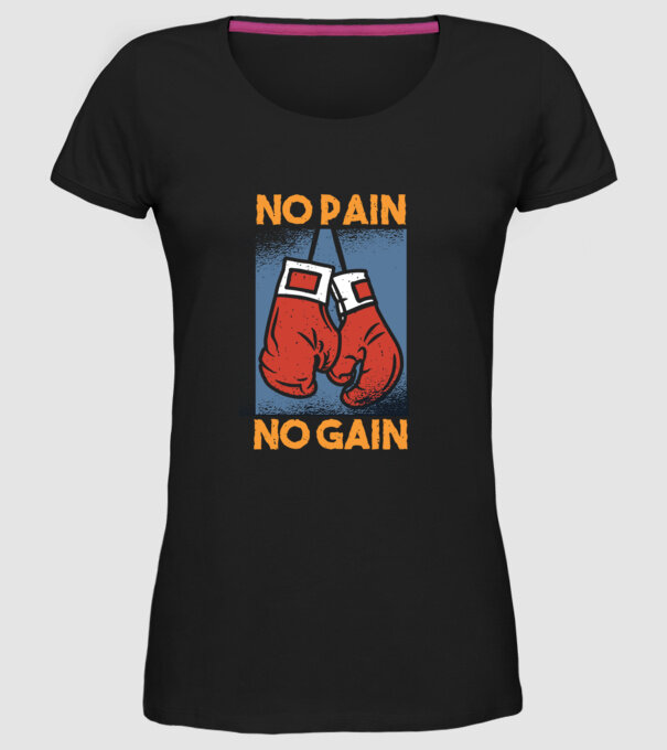 No pain no gain box model negru pe tricou
