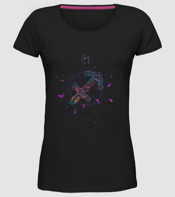 Saggitarius Zodiac model negru pe tricou