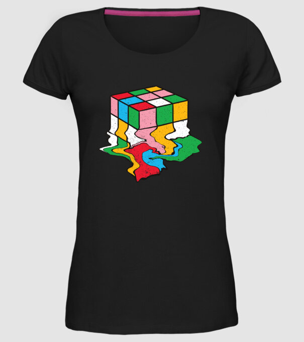Cub Rubik topindu-se model negru pe tricou