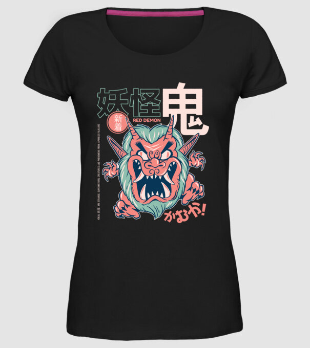 Oni Yokai Anime model negru pe tricou
