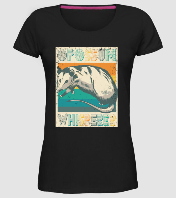 Opossum Whisperer model negru pe tricou