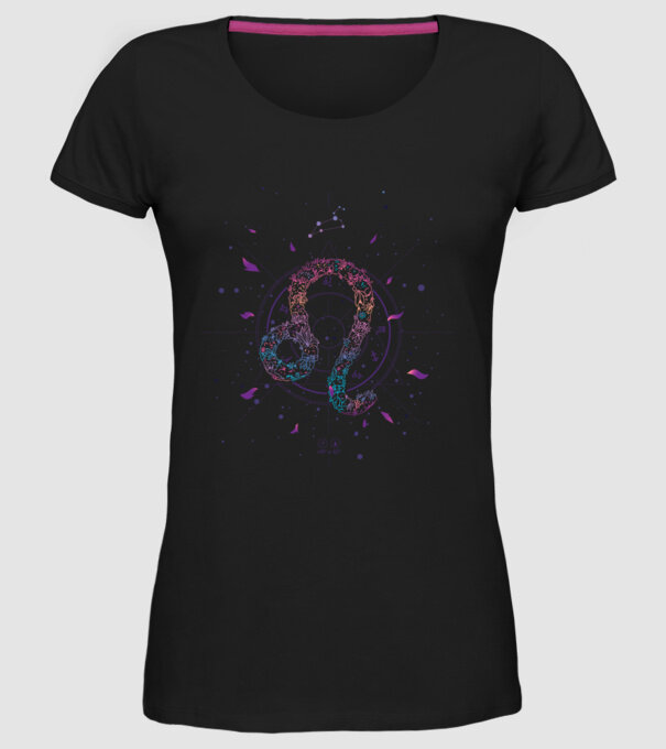 Leo Zodiac model negru pe tricou
